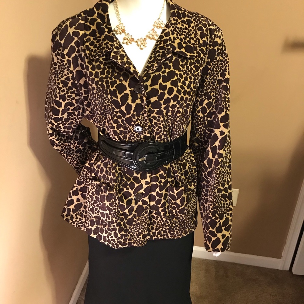 Brown Corduroy Giraffe Print Blazer